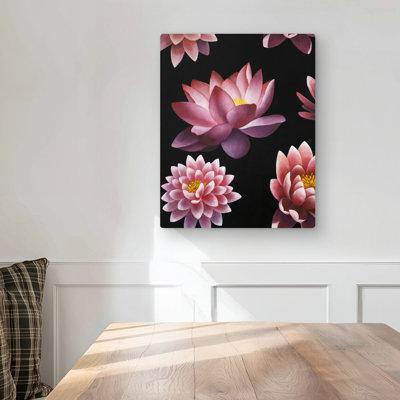 Lotus Flower Pattern - Pink Metal Print for Bedroom Decor