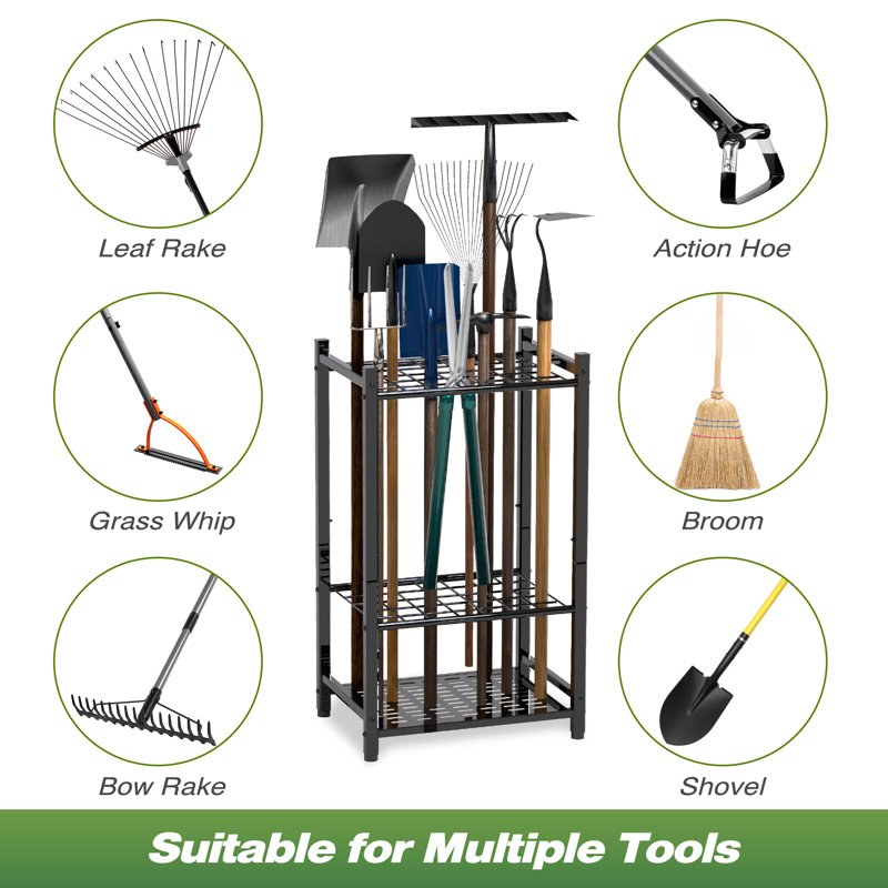 Golitz Garden Tool Organizer, Yard Tool Tower Rack for Garage Organization and Storage