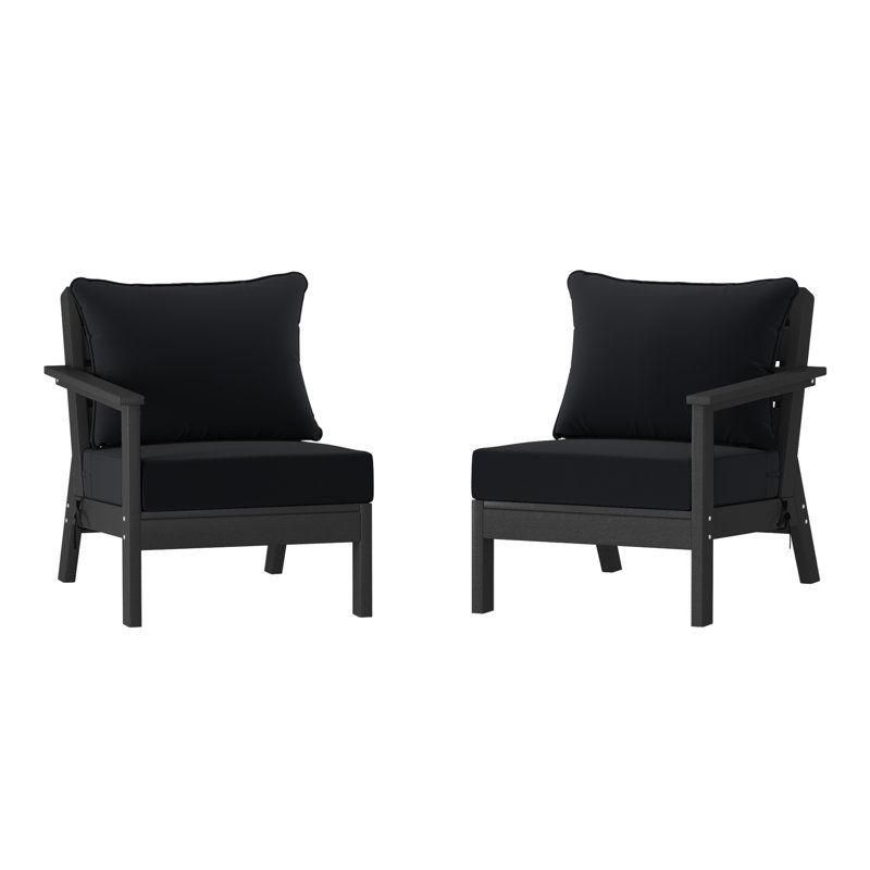 Deep Seating Set With Cushions, Black, Black