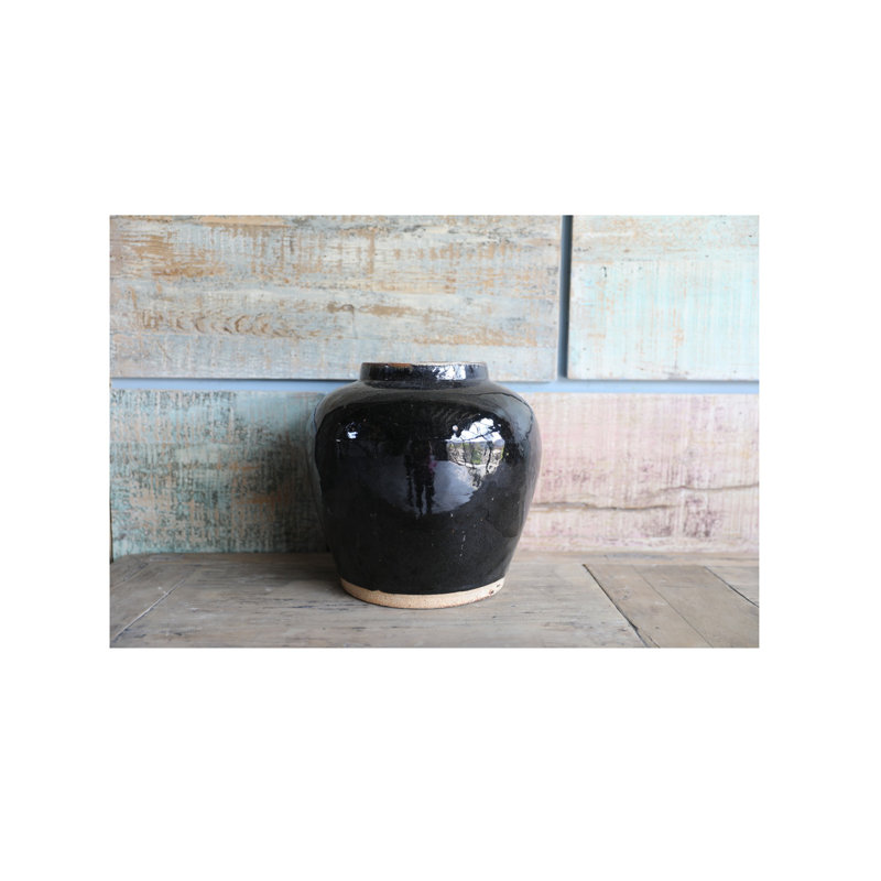 Black Indoor / Outdoor Porcelain Table Vase, 12" H x 10" W x 10" D