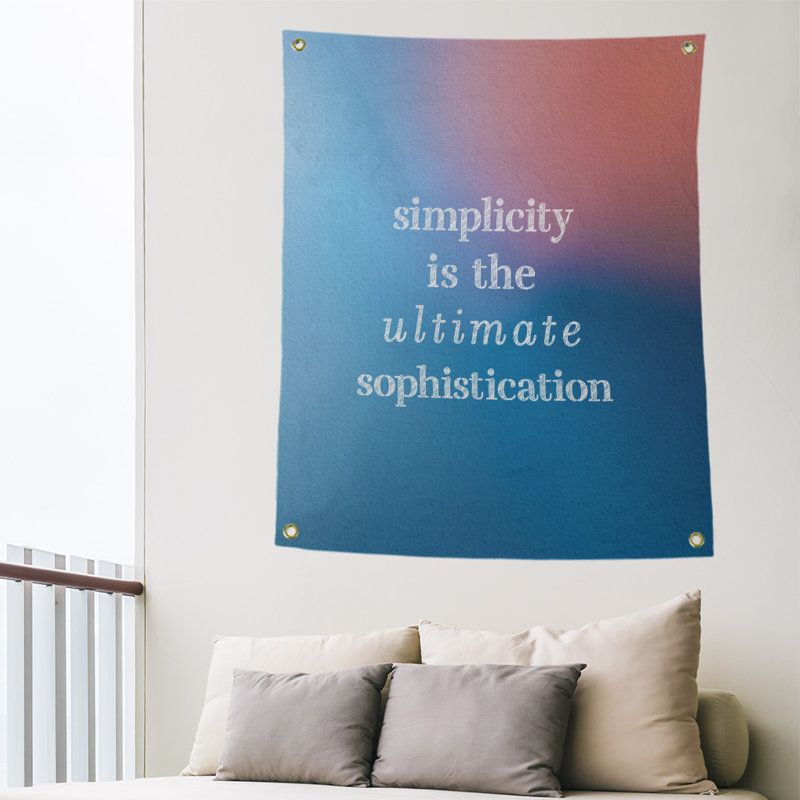 Tapisserie à citation simple et sophistiquée en polyester, H 36 po x l 26 po, Bleu / Rose