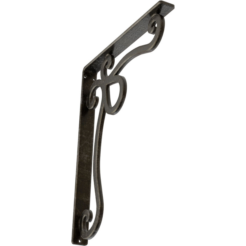 Support en fer forgé Orleans, Argenté antique chaleureux, H 15 po x l 1,5 po x p 12 po