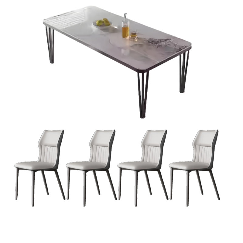 Table et chaises de salle à manger modernes haut de gamme, H 29,5 po x L 55,1 po x l 31,4 po, Blanc