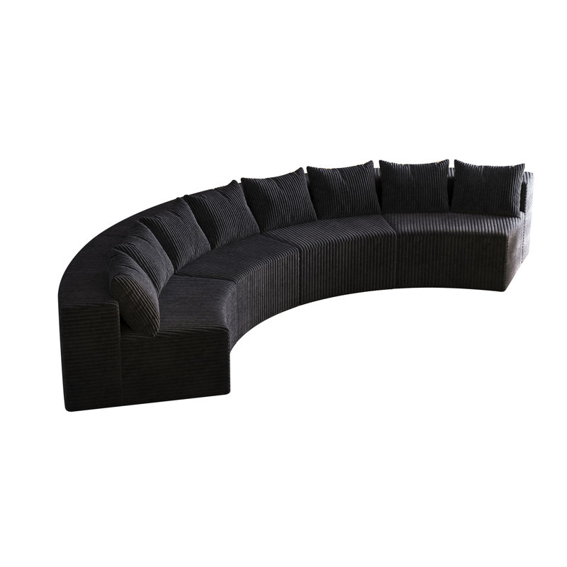 Canapé modulaire incurvé en velours côtelé Corduroy, Noir