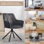 Lestarain 1Dining Room Chair Swivel, Swivel Chair, Kitchen Chair With Armrests Backrest, Living Room Chair, Upholstered Chair, Armchair, Metal Legs, Velvet, Imitation Leather, Dark Grey-64838723