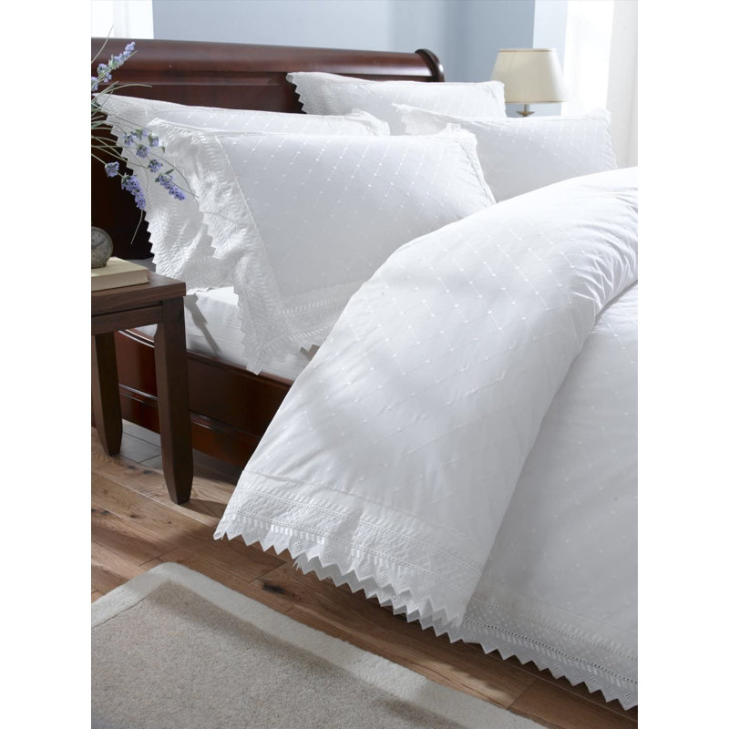 Blanche Timeless Contemporary Duvet Cover Set, White, 200 x 200cm Duvet Cover + 2 Standard Pillowcases