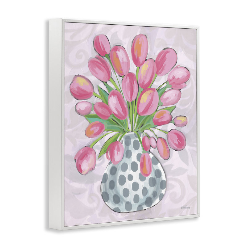 Chat rond et tulipes roses Thurman Designs bg-143, Estampe numérique encadrée blanc bord de mer, H 30 po x l 24 po