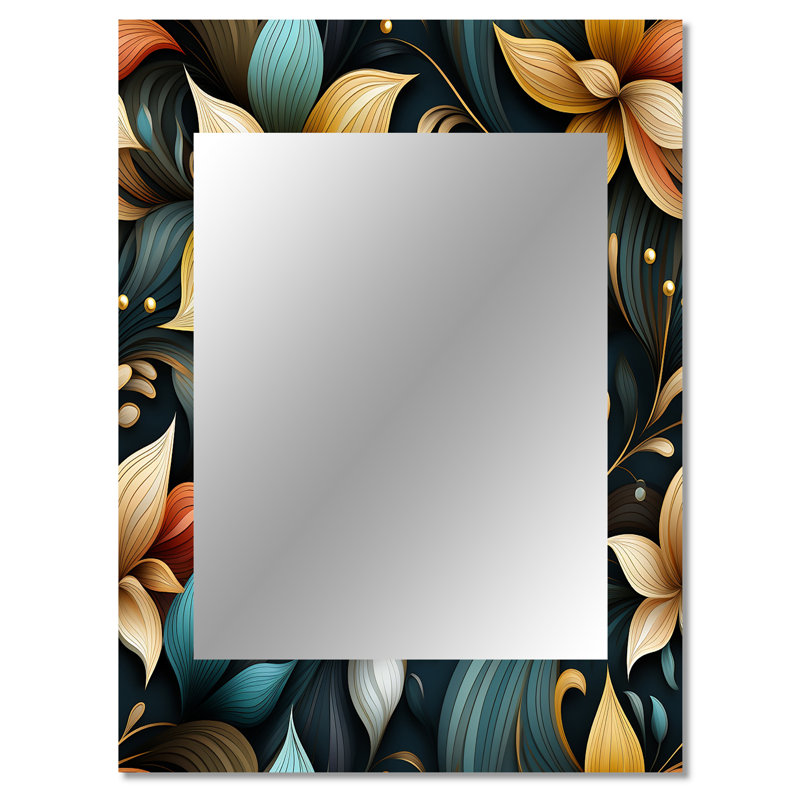 Ariday Mindful Contemplation Mediation - miroir mural floral, miroir décoratif floral, impression d'art en métal