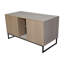 Maison de chat brun, 48,64 po x 21,17 po, 26,73 po, 76,4 lb, avec tapis à griffes, style moderne pour les chambres à coucher à l'intérieur, panneau de particules et bois de maison - utilisation appropriée,