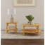 Table basse ronde en bois avec tablette inférieure, brun érable