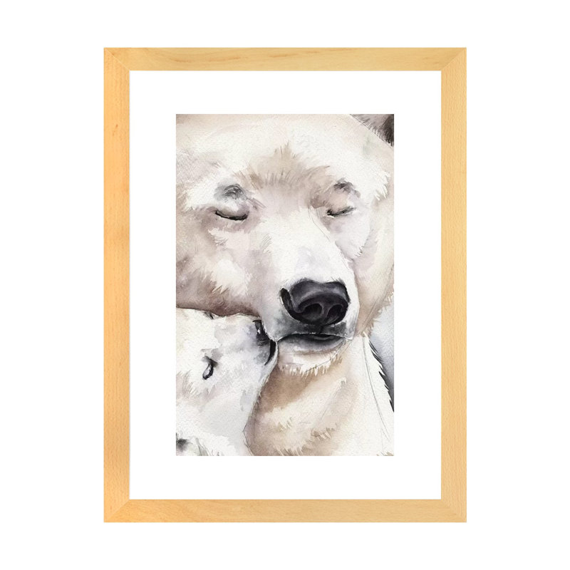 Décoration murale ours polaire pour enfants, H 32 po x l 24 po x P 1 po, Papier encadré naturel