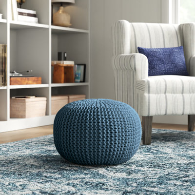 Vibe by Jaipur Living Asilah Indoor/ Outdoor Solid Blue Round Pouf