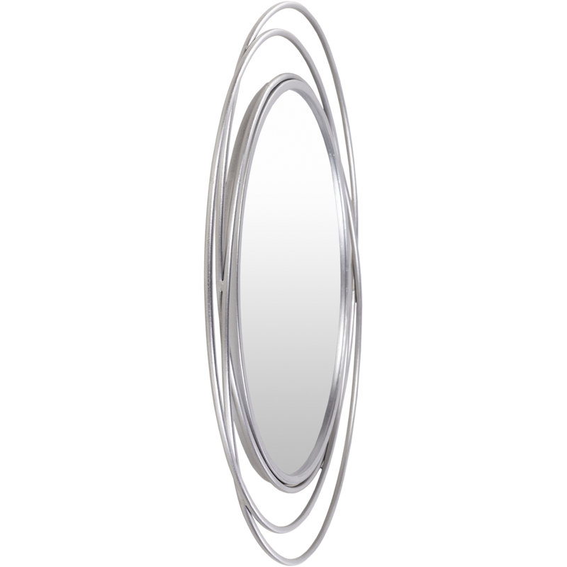 Wemple Iron Round Mirror, 24" x 24", Silver