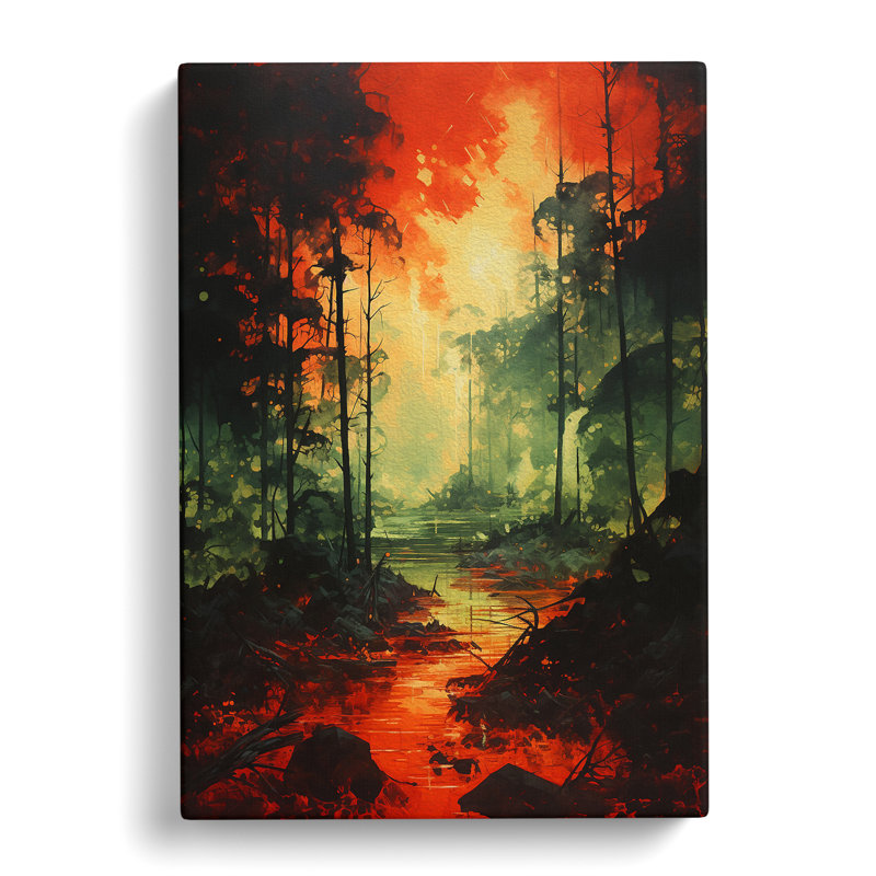 Forest Action Painting - Wrapped Canvas, 50cm H x 35cm W x 3cm D