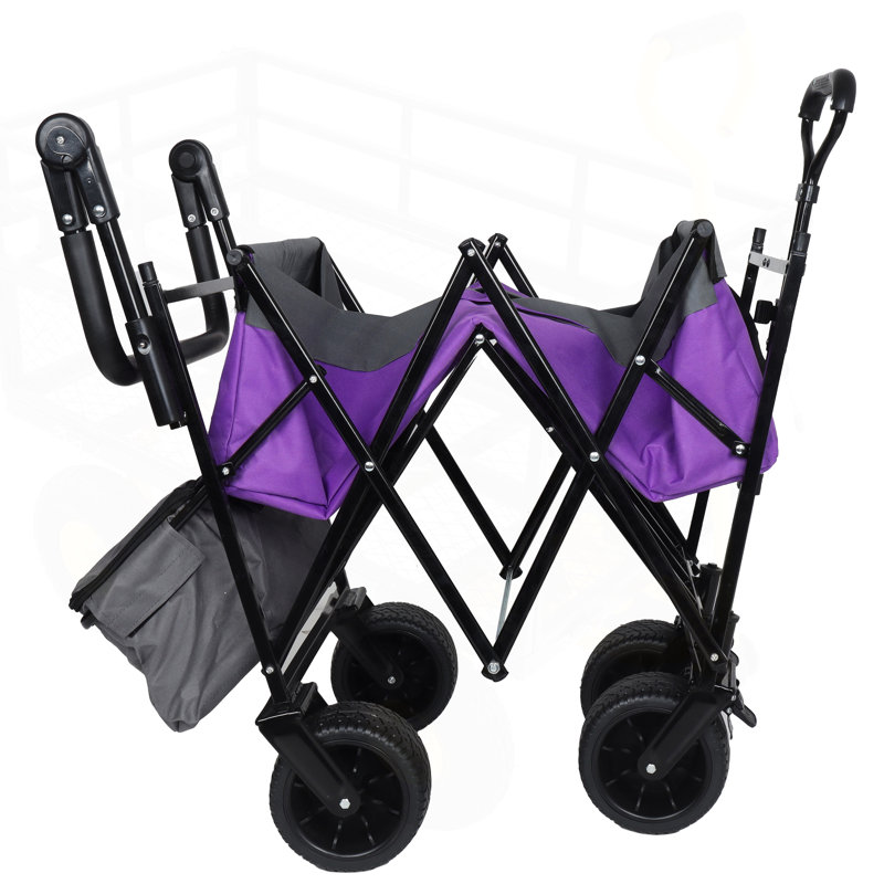 Avec poignée-poussoir, chariot pliable de 480 lb avec auvent, chariot de chariot, Violet
