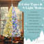 Arbre de Noël enneigé 6 pi, ensemble illuminé avec arbre, guirlande et couronne, arbre de Noël articulé artificiel avec lumières DEL colorées, 8 modes d'éclairage, pommes de pin, décoration des Fêtes pour la maison