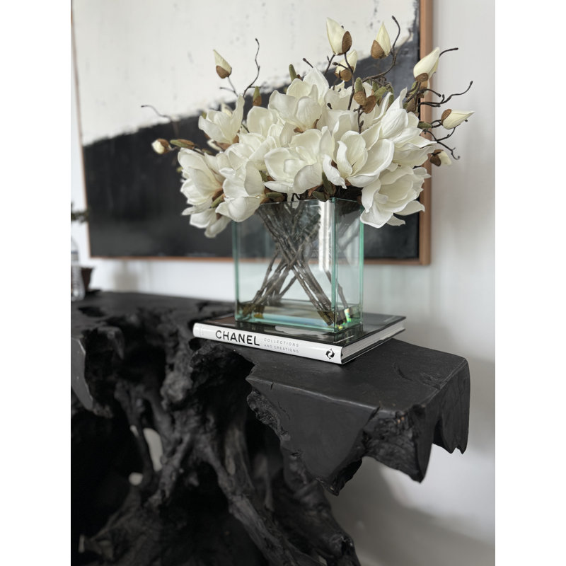 Magnolia Arrangement in Vase, White