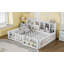 Base de lit plateforme en bois avec barrière de sécurité, tablettes de rangement latérales-404126052-404126053