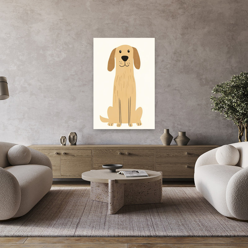 Adorable reproduction d'art mural mignon Golden Retriever, H 48 po x l 32 po