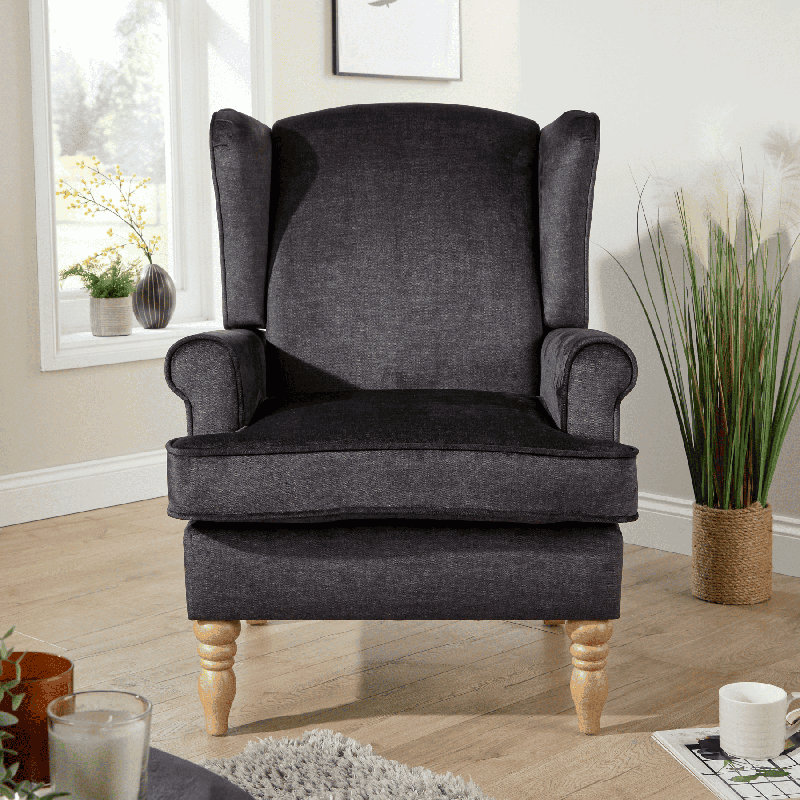 Helena Wingback Chair, Grey