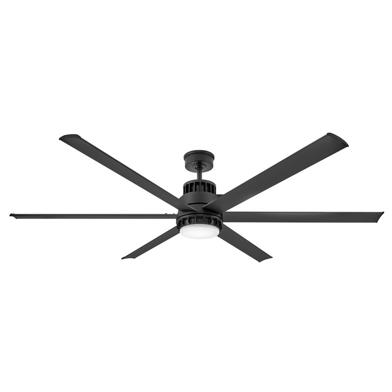 Ventilateur de plafond standard 72 pouces à 6 pales avec télécommande et éclairage inclus, Noir mat
