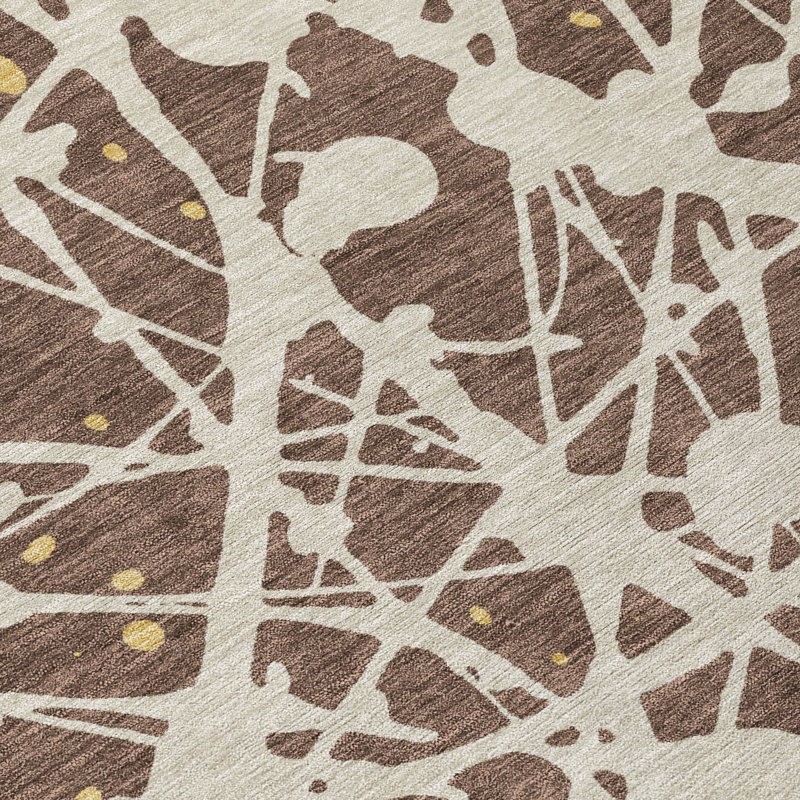 Machine Washable Indoor/Outdoor Chantille ACN2597 Abstract Rug, Chocolate, 8' Round