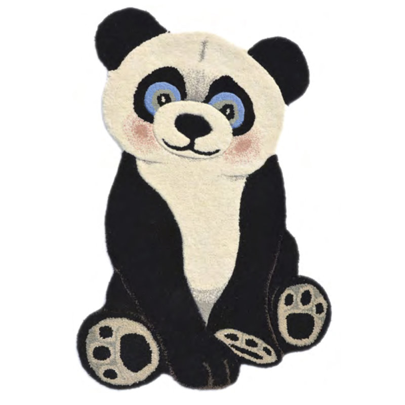 Jeannie Animals Panda Flatweave Wool Black/Beige Rug