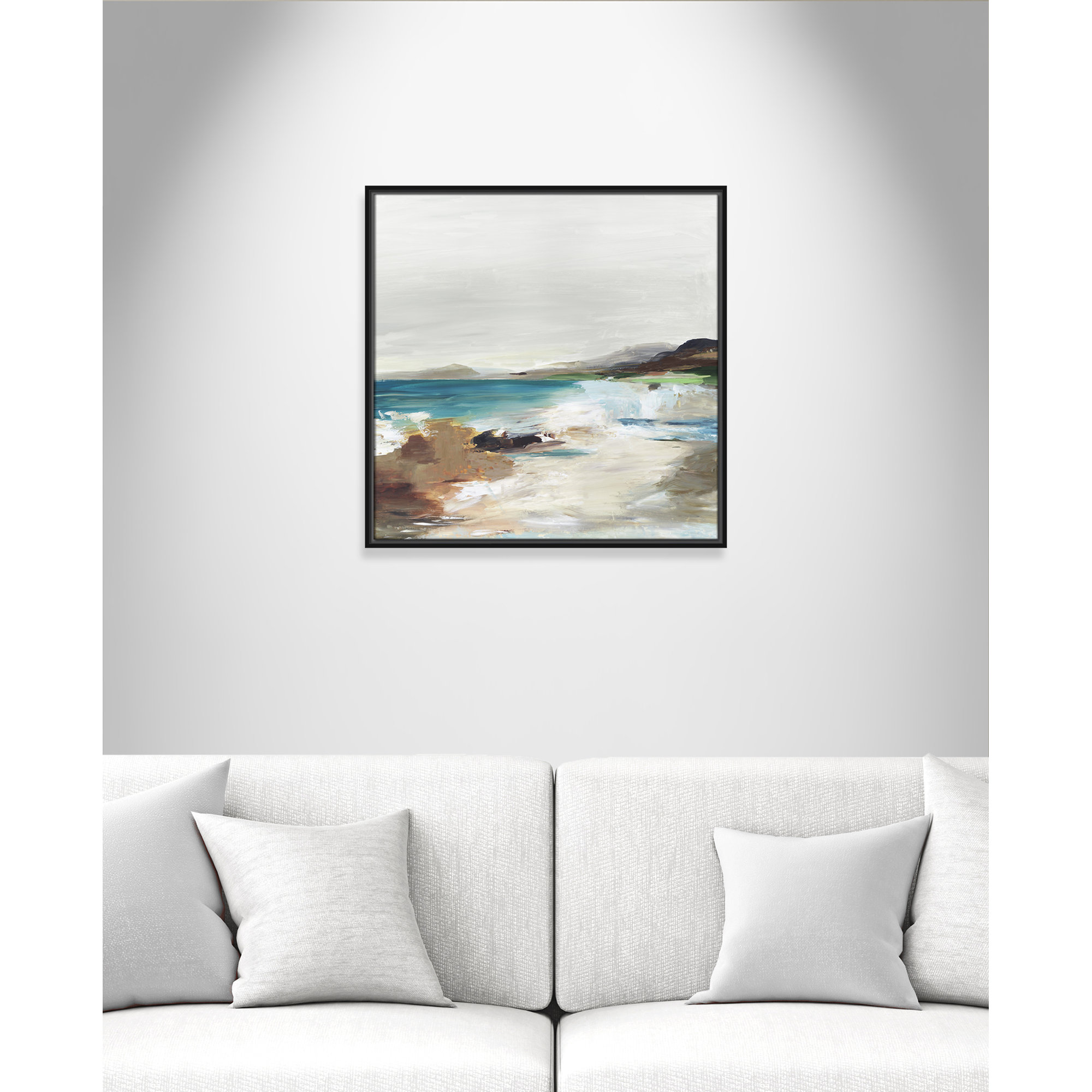 Calm Lake II by Allison Pearce - Floater Frame Print on Canvas, 25.5" H x 25.5" W, Black Framed