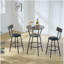 Ensemble de table de bar ronde et de tabouret avec tablette, tabouret rembourré avec dossier, brun rustique, l 24,17 po x P 24,17 po x H 36,02 po