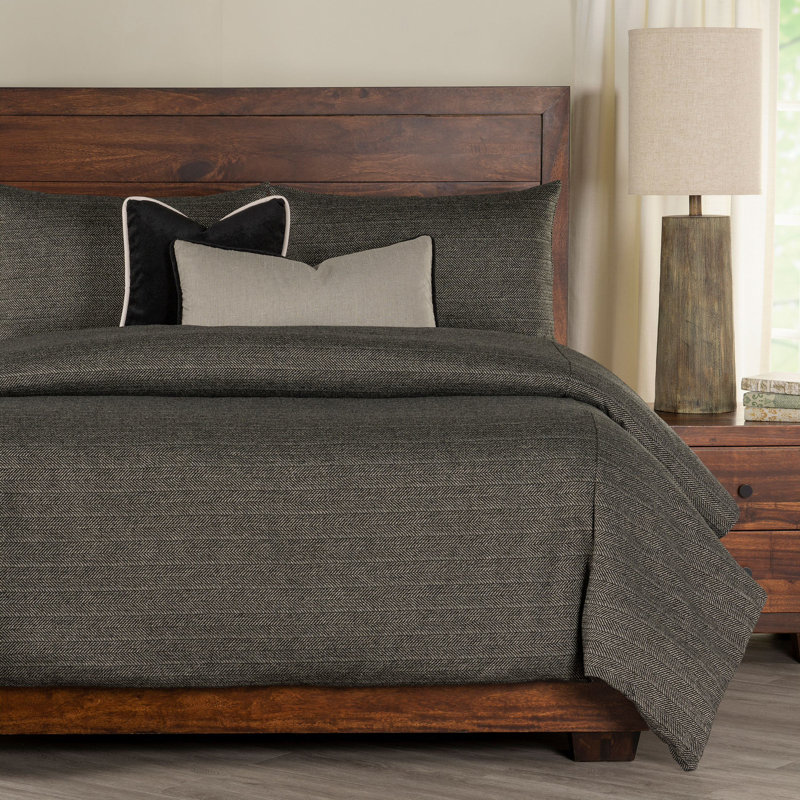 Adventure Tweed Duvet Cover & Insert Set, Black, Twin Duvet Cover & Insert +1 Sham +2 Pillows