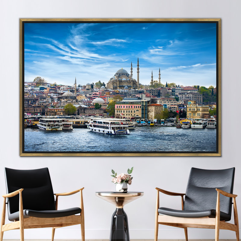 Vue sur toile, œuvre d'Istamboul, impression de Turquie, art de toile de paysage marin, œuvre de mosquée, toile de paysage, affiche de mosquée de Souleimaniye,