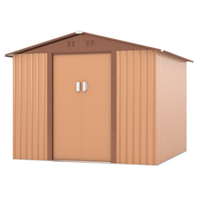 Remise de rangement en métal pour l'extérieur avec portes et évents coulissants