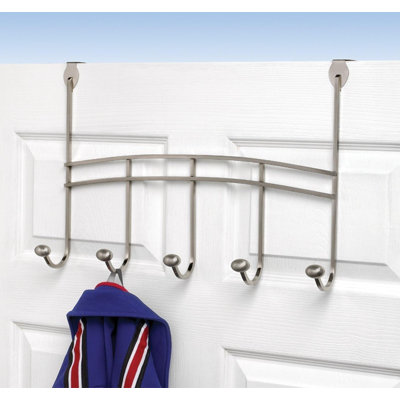 Spectrum Duchess Over the Door 5 Hook Rack for Coats Towels and Bags, Satin Nickel