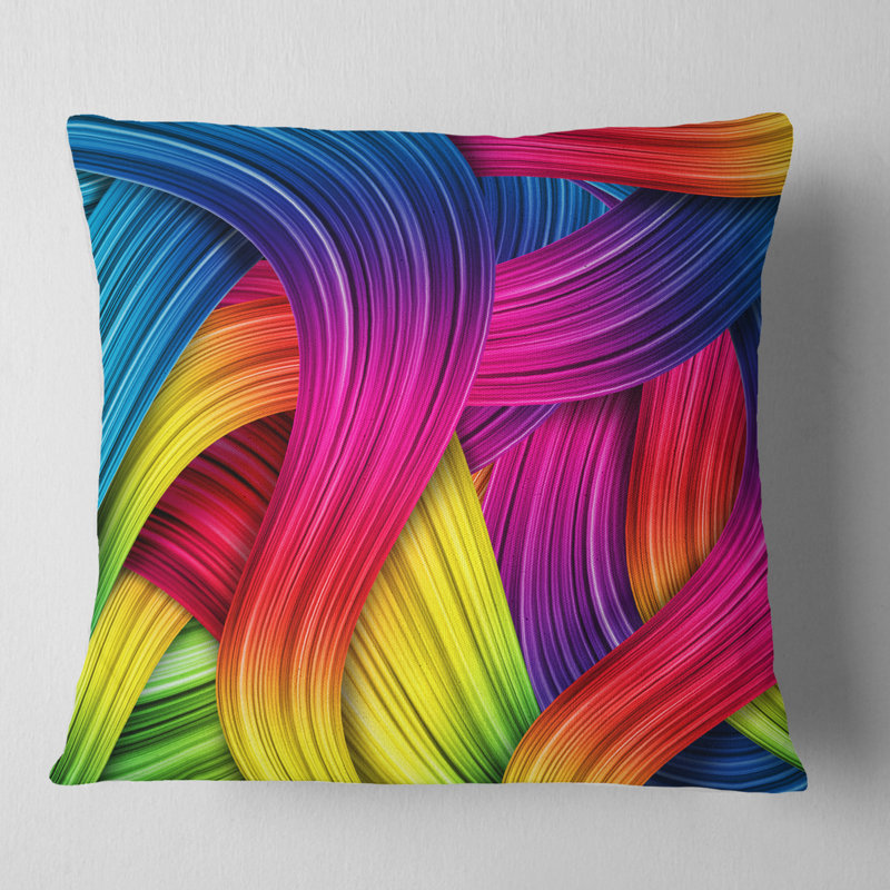 Art 3D arc-en-ciel - coussin abstrait imprimé, 16 po x 16 po, Carré