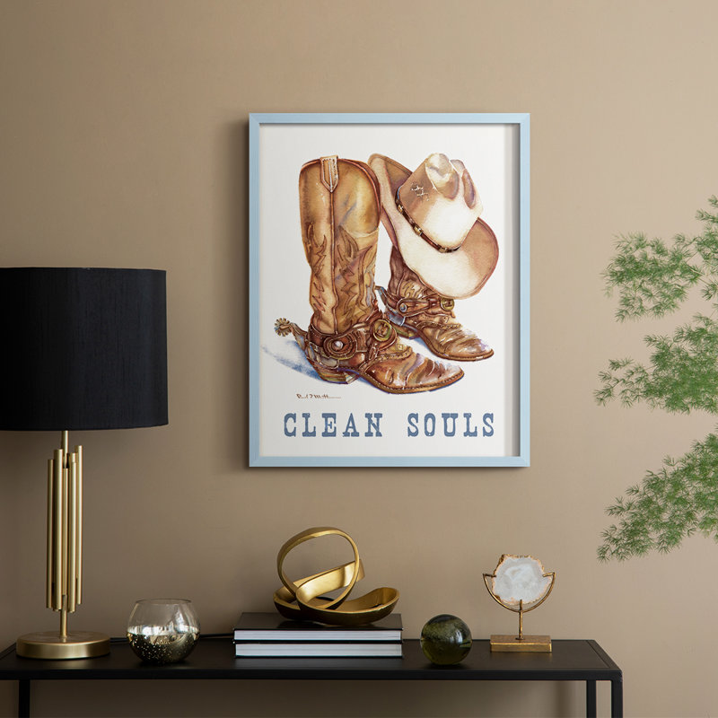 Clean Souls Framed Print - Solid Wood, 30" H x 24" W, Blue
