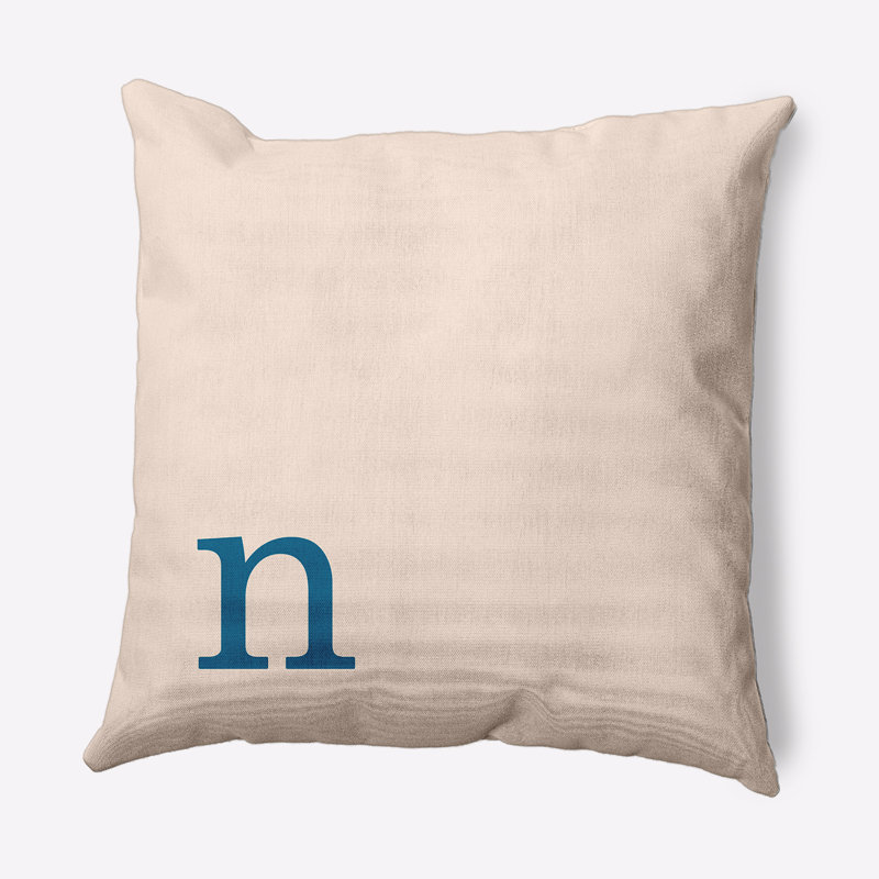 Coussin décoratif moderne Modern Monogram, Automne bleu, 16 po x 16 po, N