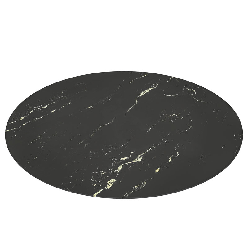 Table de salle à manger extérieure 51 cm (L) x 51 cm (P) x 0 cm (H) Plateau en verre trempé noir monobloc