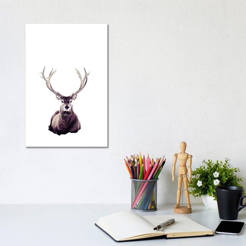 Stag in Snow III 1 Piece Wrapped Canvas Wall Art, 20.32 cm H x 30.48 cm W