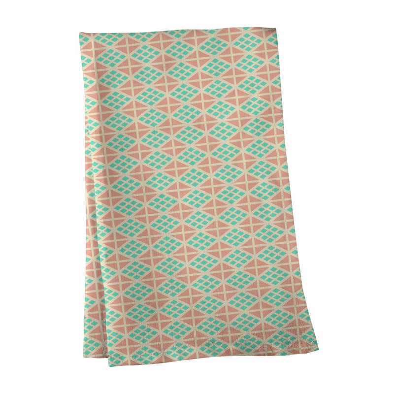 Serviette de thé diamants, Vert / Beige, Sergé de coton