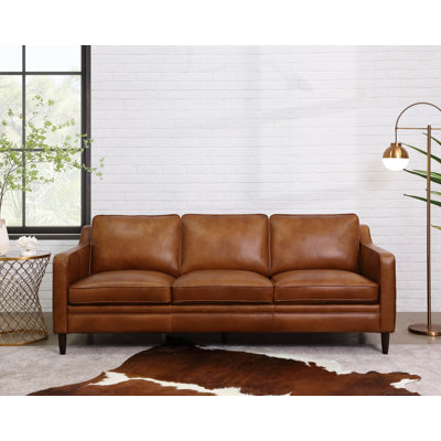 Leyla Genuine Leather Square Arm Sofa