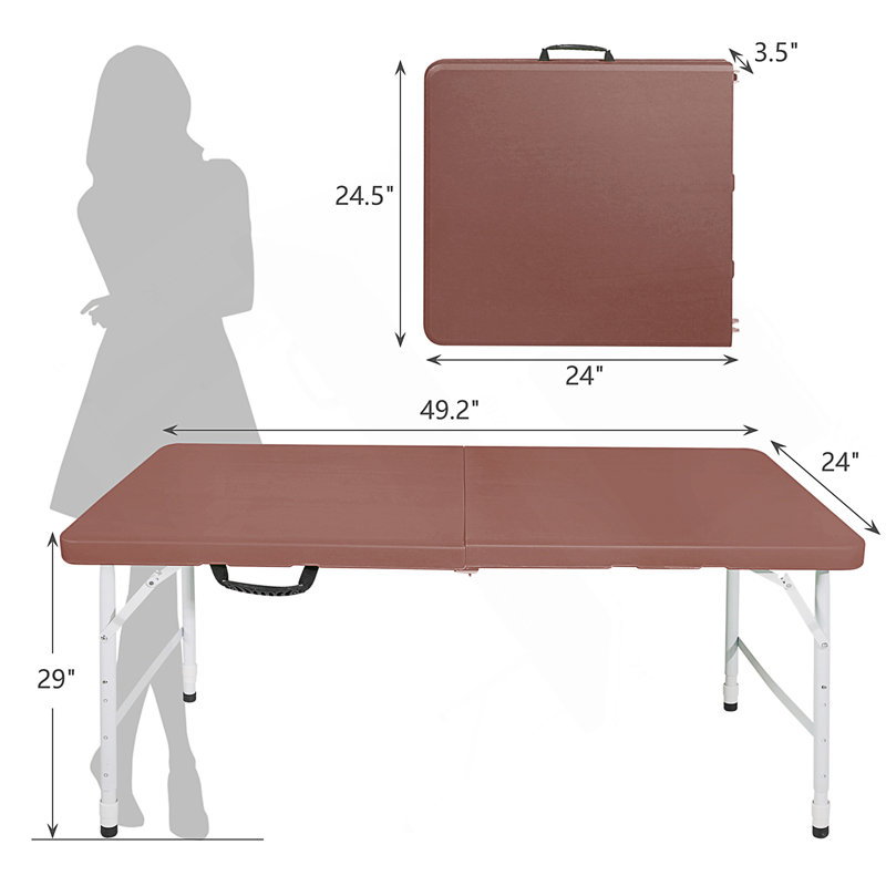 Table pliante portative de 4 pi pour une utilisation intérieure et extérieure avec une capacité de 135 kg et une installation instantanée