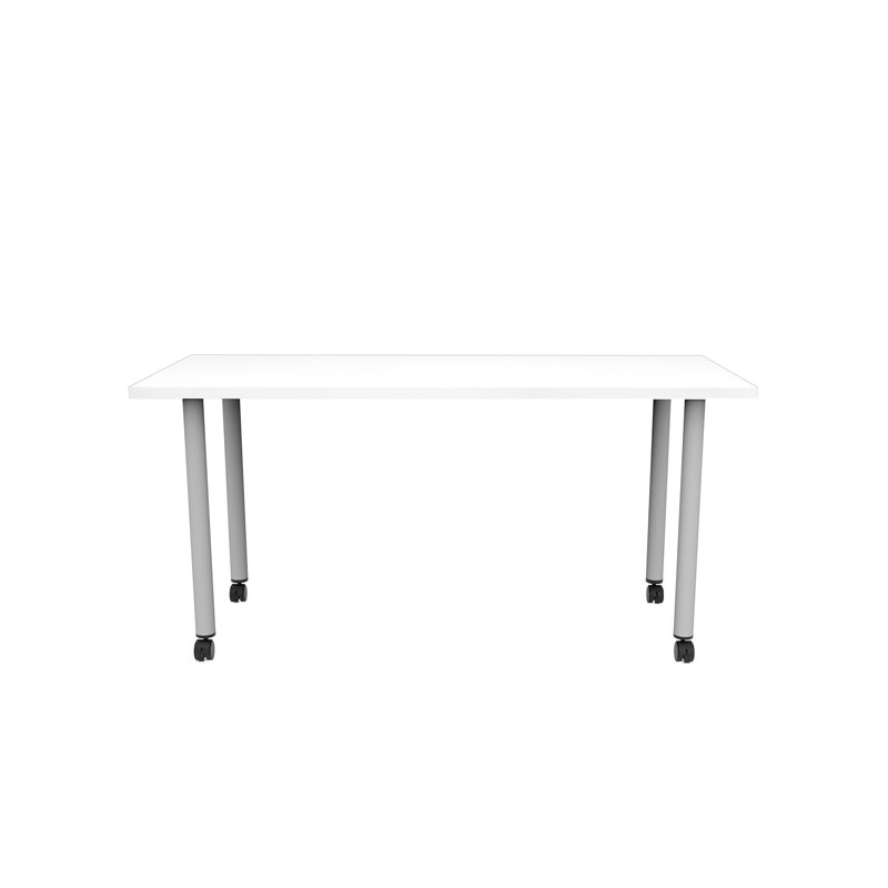 JURNI Multi-Purpose Table With Post Leg And Casters, Designer White, 29.50" H x 60" L