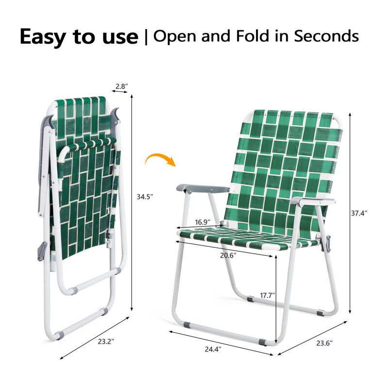 Metal Folding Widen Beach Chair(Set Of 1), Green
