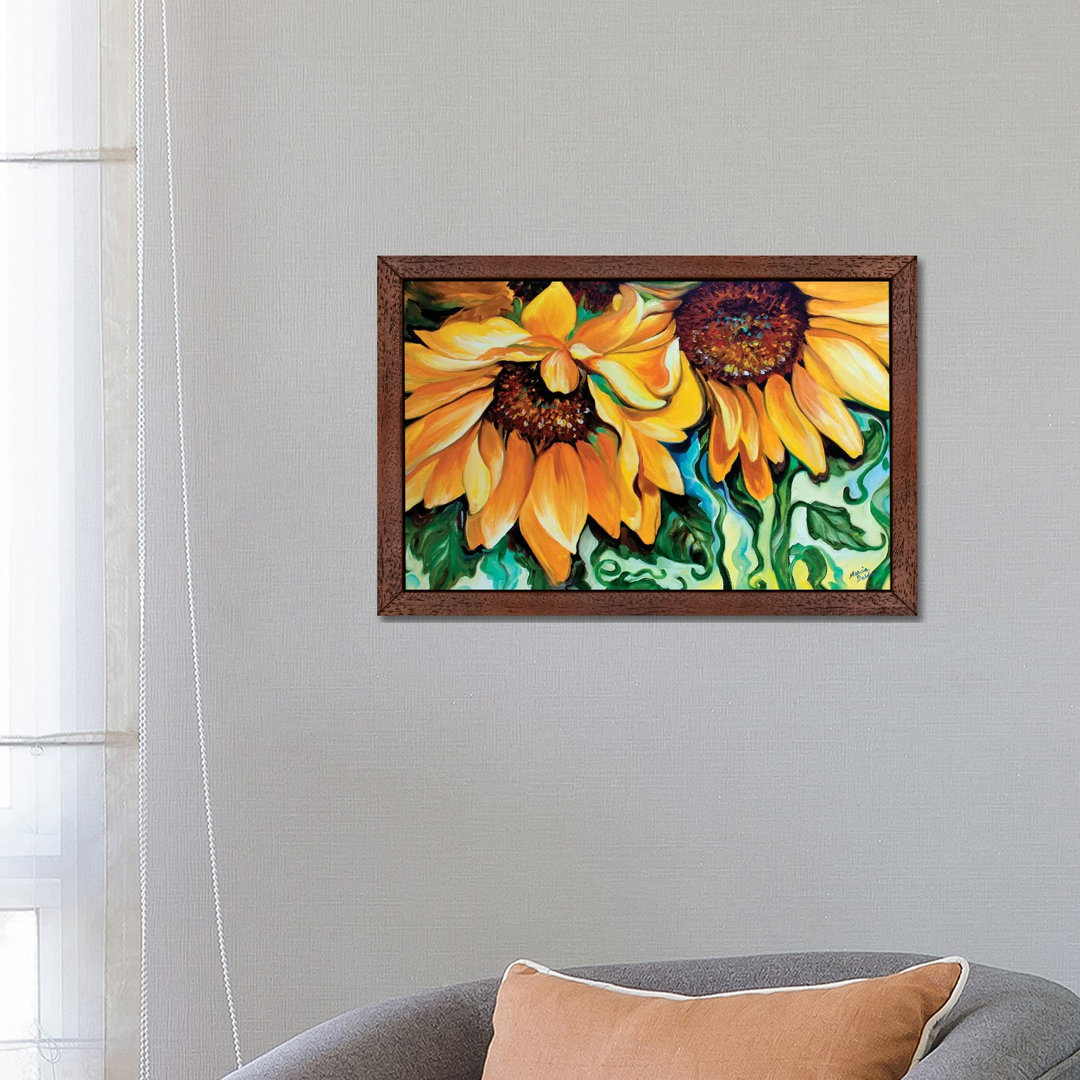 Sunflower Dance by Marcia Baldwin - Floater Frame Painting on Canvas