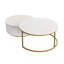 Table basse gigogne moderne cannelée avec tiroir en blanc et or 31,5 po Modern-2016311403