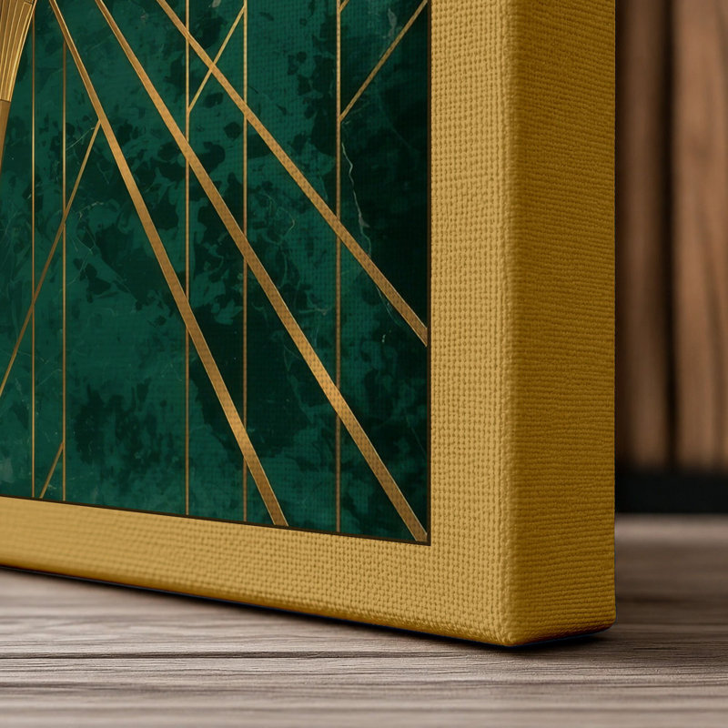 Golden Shell Art Deco - Wrapped Canvas, 18x12 - 45.7 x 30.5 cm, Ochre Border