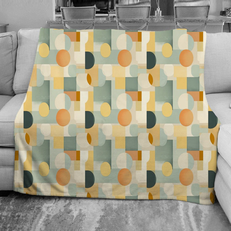 Geometric Retro Throw Blanket, 51" W x 60" L