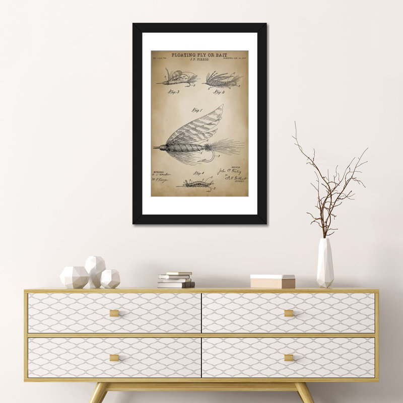 « flottant fly », impression sur toile, H 26 po x l 18 po x P 1,5 po, Papier beaux-arts encadré noir, Blanc