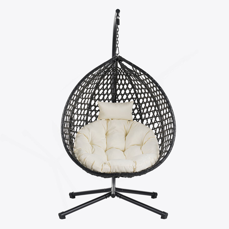 Balancelle confortable et durable avec des matériaux polyvalents pour la détente, Noir / Beige