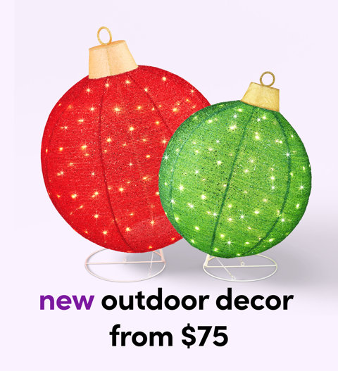 Red and green light-up outdoor ornaments — new outdoor decor from $30